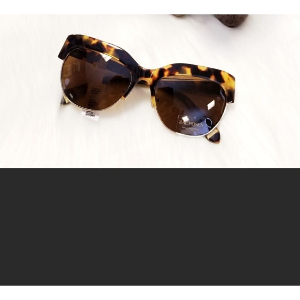 Zac Posen Kouka Tortoise Shell Gold Rim Sunglasses With Hard Case Brown Lenses — image 8 of 8
